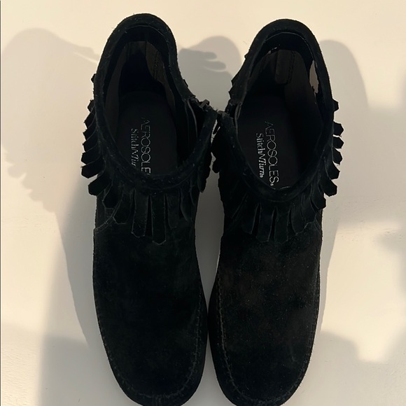 Black Mocassin Ankle Booties with Suede Finish and Zipper Closure - Picture 10 of 11